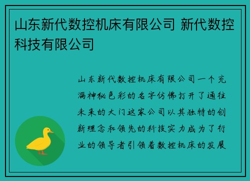 山东新代数控机床有限公司 新代数控科技有限公司 山东新代数控机床有限公司 新代数控科技有限公司